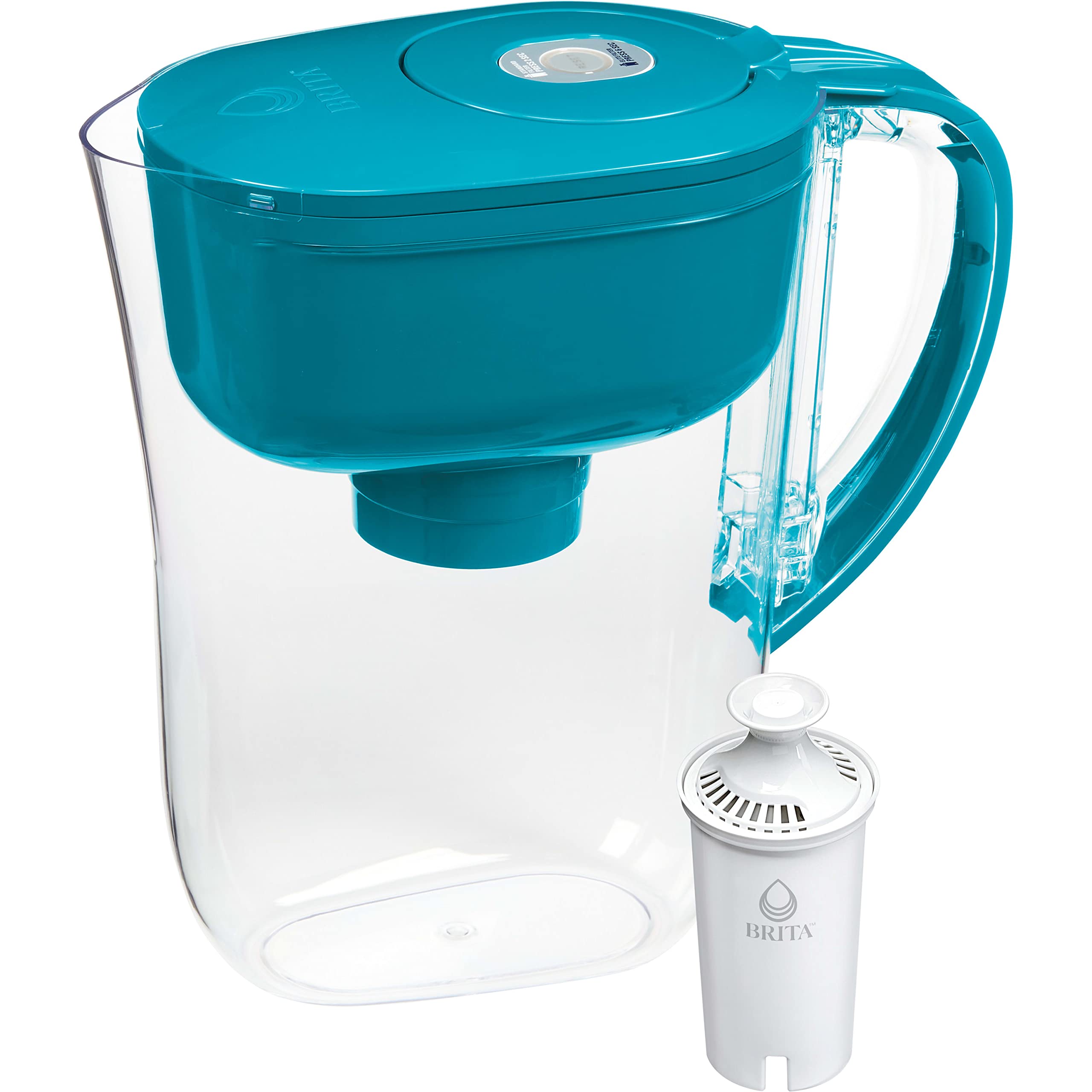 Brita Water Filter Pitcher for Tap and Drinking Water with SmartLight Filter Change Indicator + 1 Standard Filter, Lasts 2 Months, 6-Cup Capacity, Christmas Gift for Men and Women, BPA Free, Turquoise